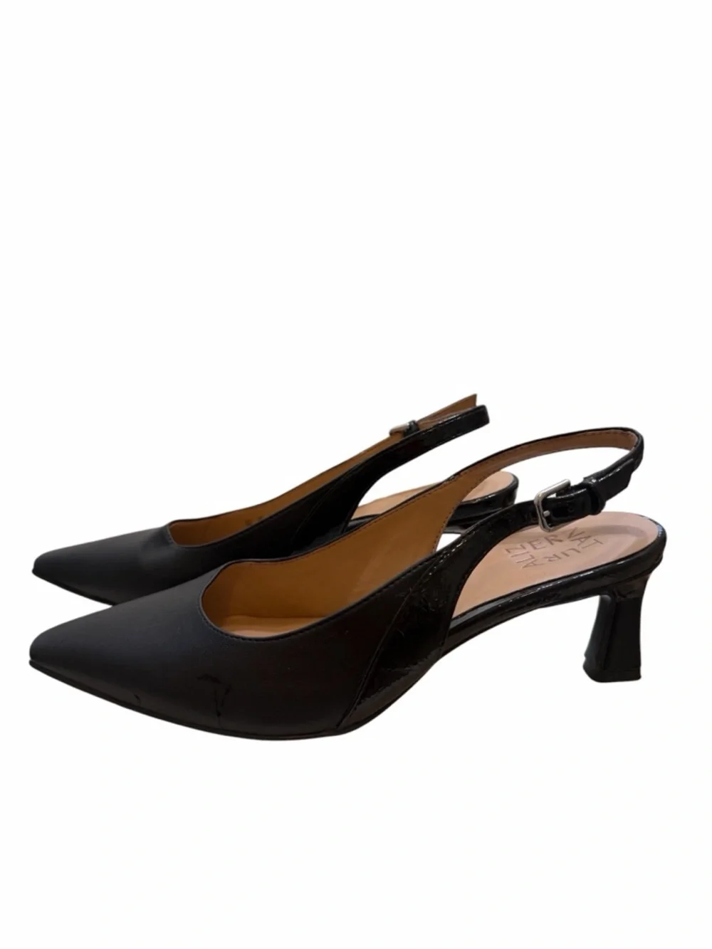 Naturalizer Black Slingback Heels Size 8 Pointed Toe Pumps Classic Career Shoes - Picture 4 of 10